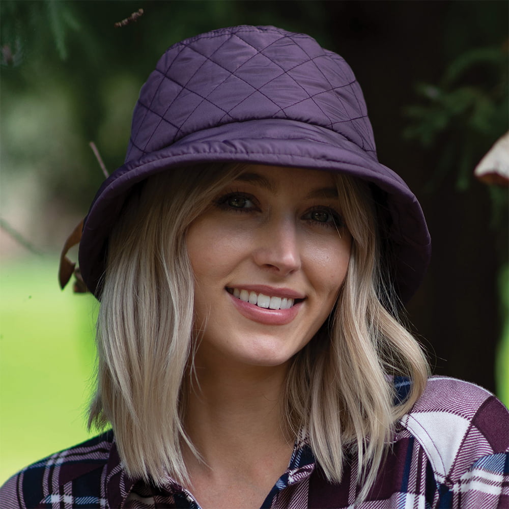 Scala Hats Maia Quilted Waterproof Rain Hat - Plum