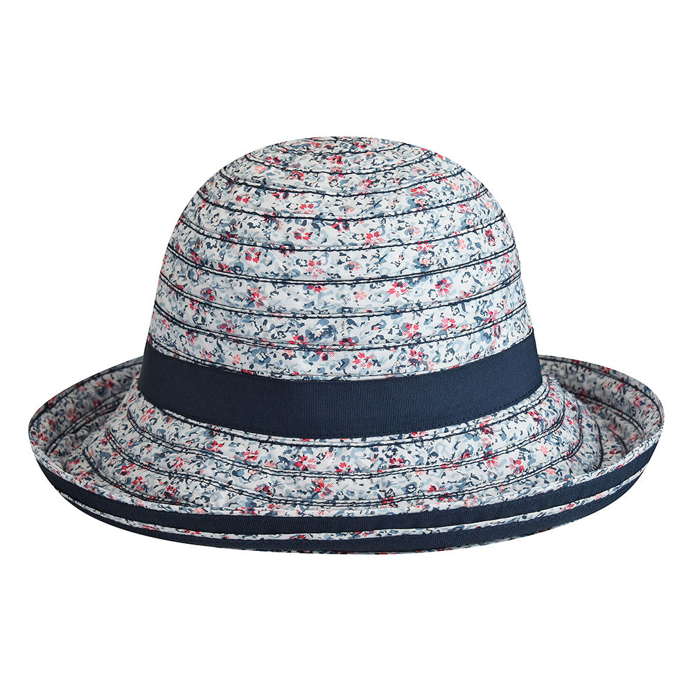 Betmar Hats Reversible Floral Roll Up Sun Hat - Navy Blue