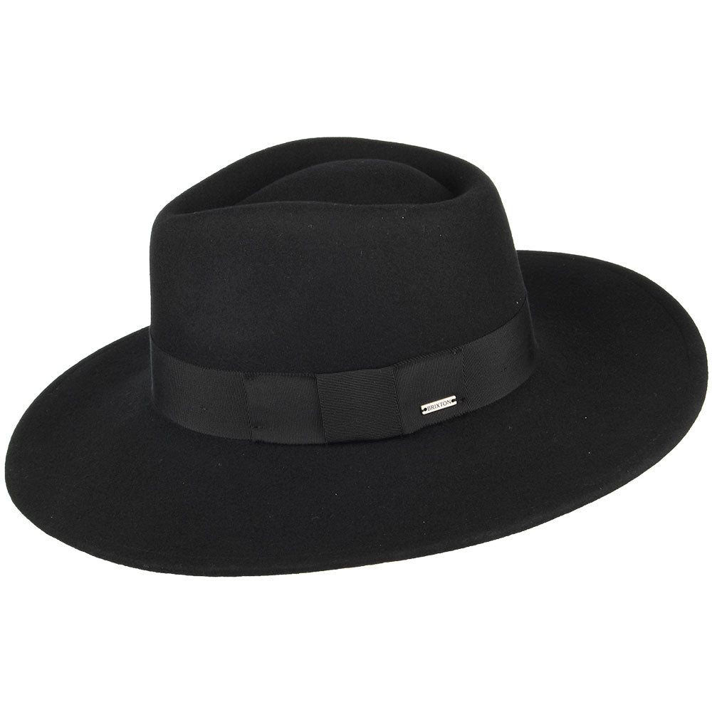 Brixton Hats Joanna Wool Felt Wide Brim Fedora Hat - Black