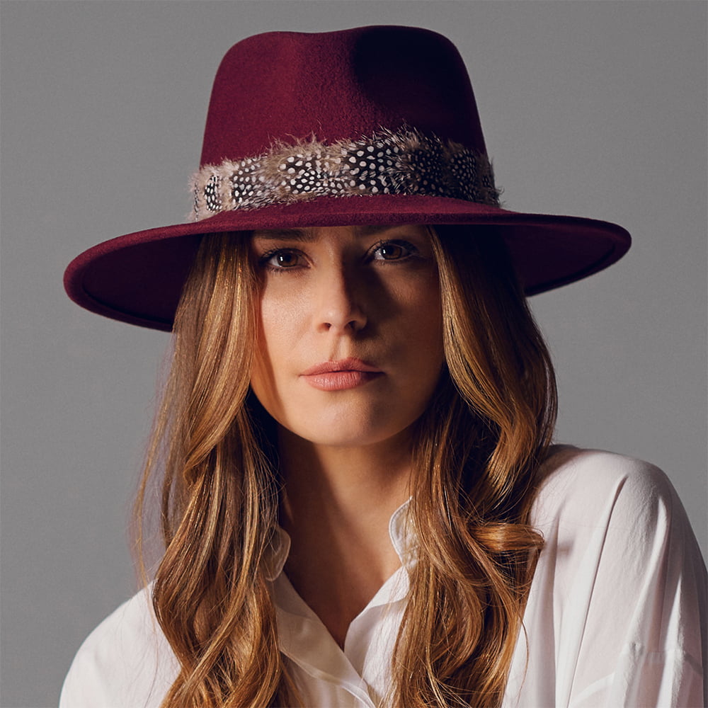 Failsworth Hats Country Feather Fedora Hat - Merlot