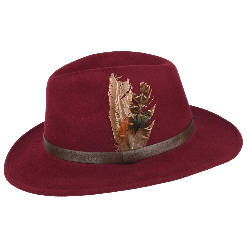 Failsworth Hats Cheltenham Showerproof Wool Felt Fedora Hat - Merlot