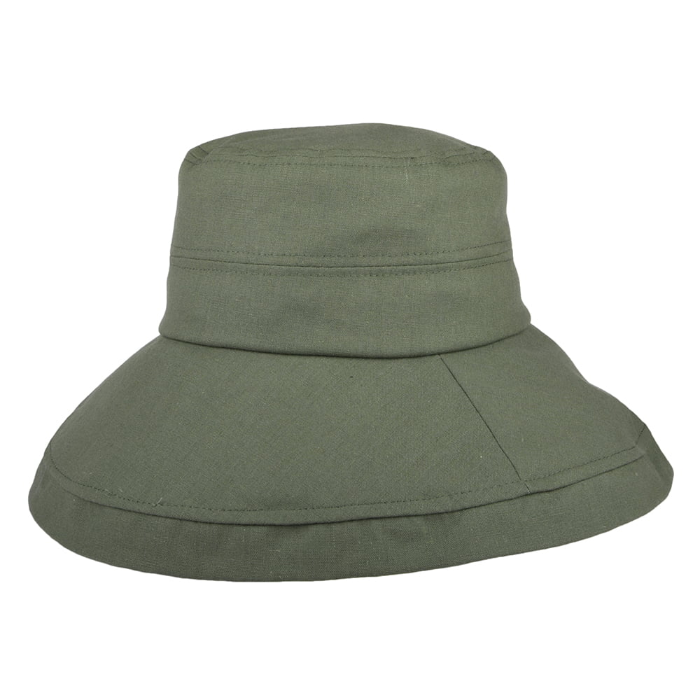 sur la tête Lily Linen-Cotton Packable Sun Hat - Olive