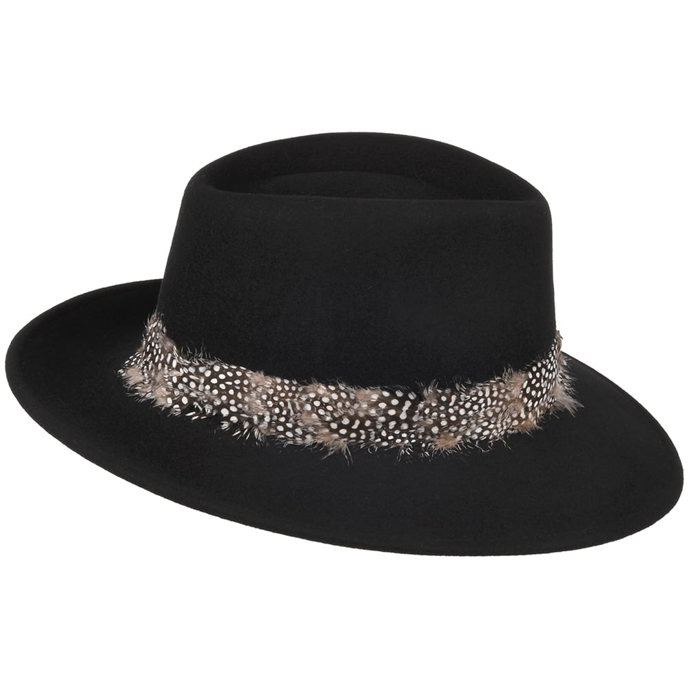 Failsworth Hats Country Feather Fedora Hat - Black