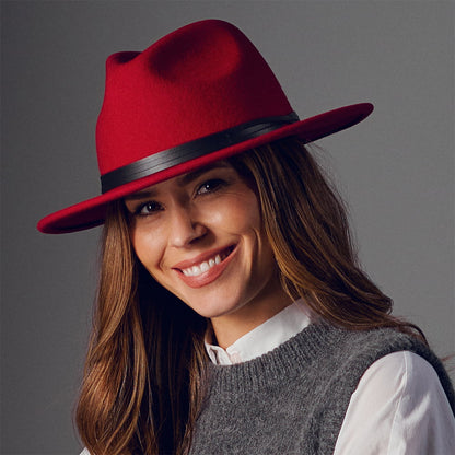 Failsworth Hats Classic Showerproof Wool Felt Fedora Hat - Red