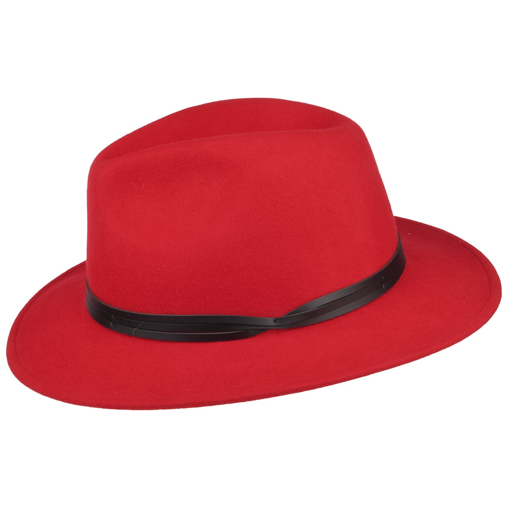 Failsworth Hats Classic Showerproof Wool Felt Fedora Hat - Red