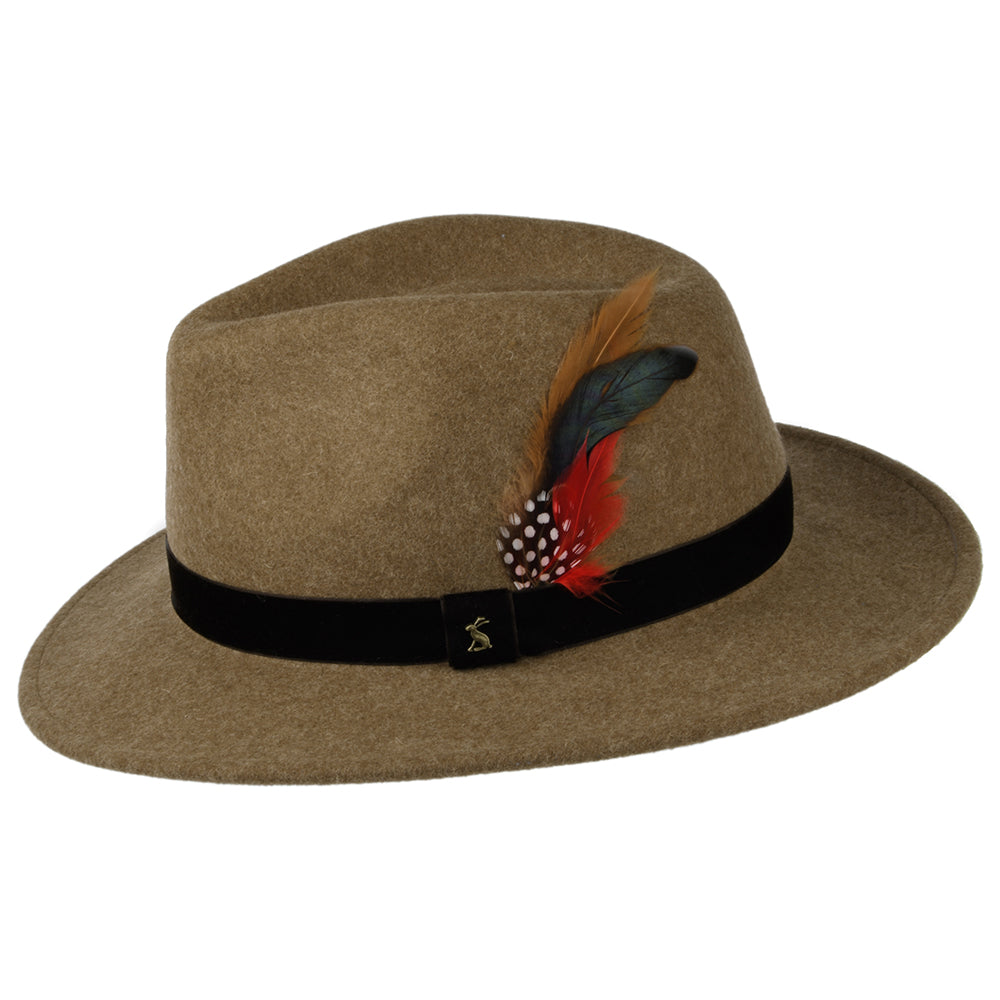 Joules Hats Wool Felt Fedora Hat With Velvet Band - Camel