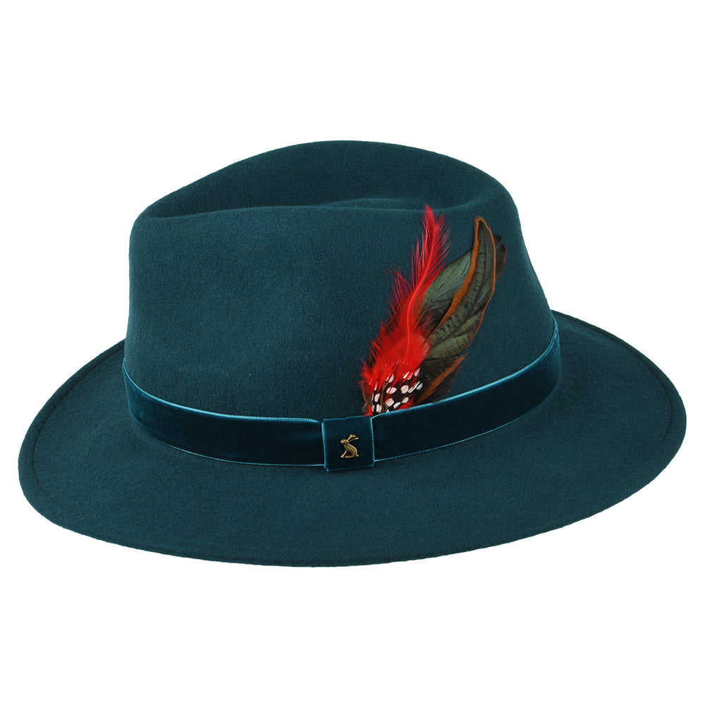 Joules Hats Wool Felt Fedora Hat With Velvet Band - Teal