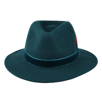 Joules Hats Wool Felt Fedora Hat With Velvet Band - Teal