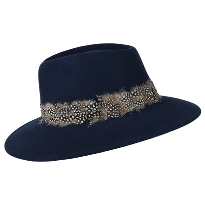 Failsworth Hats Country Feather Fedora Hat - Navy Blue