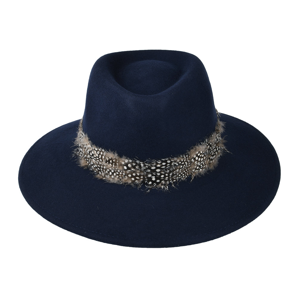 Failsworth Hats Country Feather Fedora Hat - Navy Blue