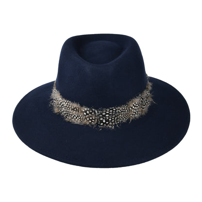 Failsworth Hats Country Feather Fedora Hat - Navy Blue