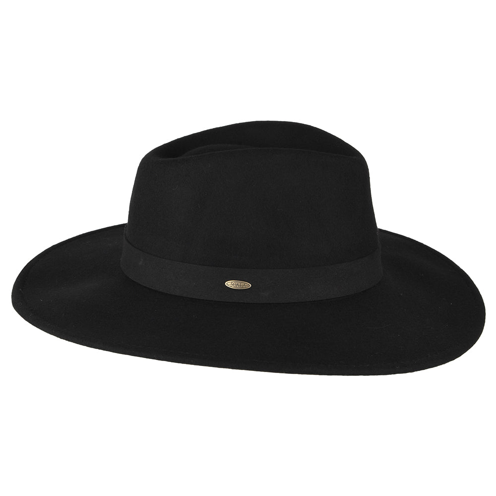 Scala Hats Inaki Wool Felt Safari Fedora Hat - Black