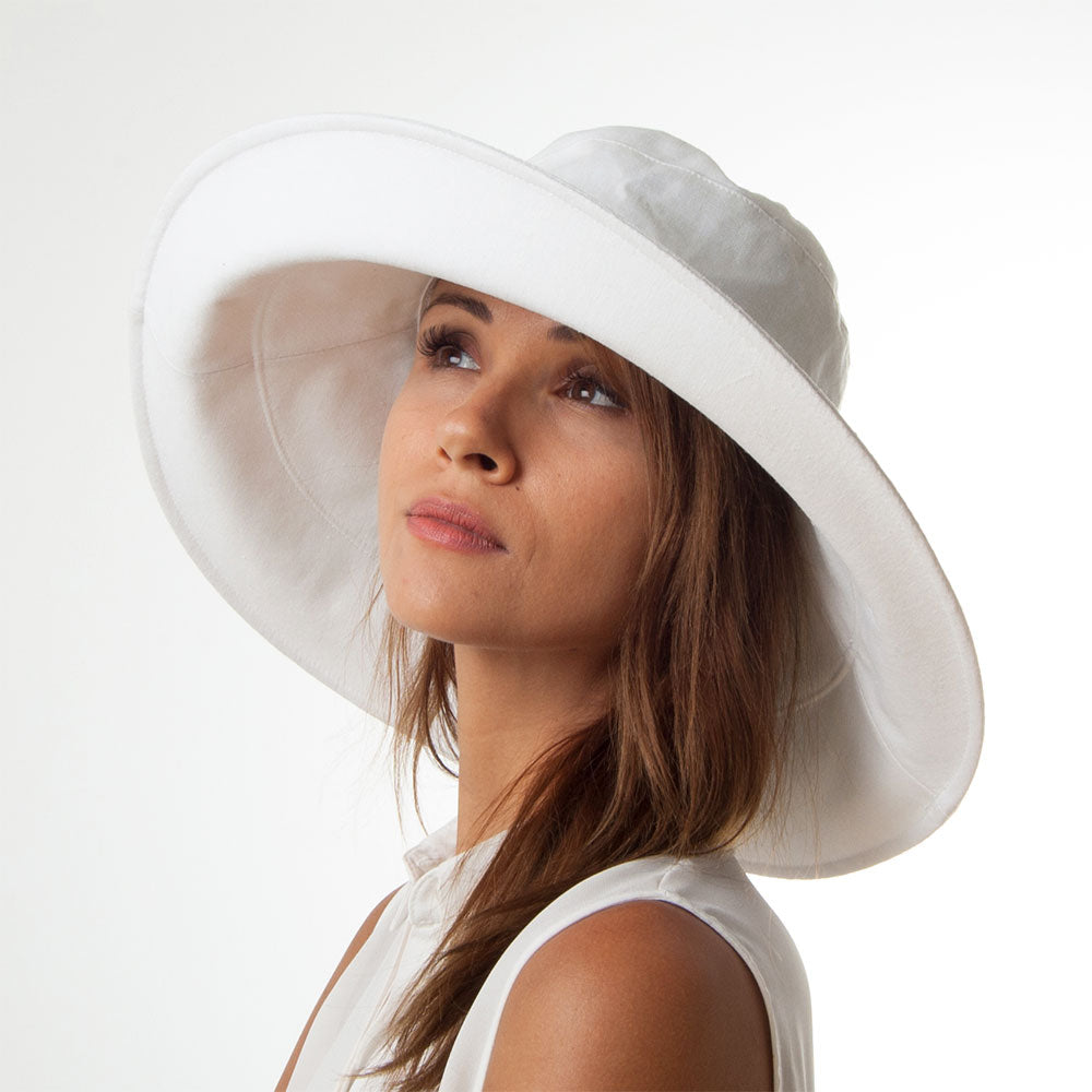 sur la tête Monaco Packable Sun Hat - White