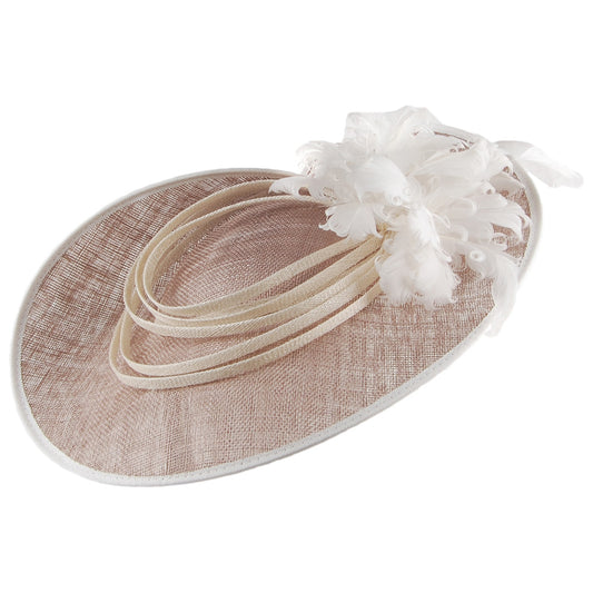 Failsworth Hats Venus Disc Fascinator - Grey-Ivory