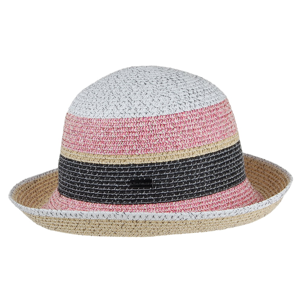 Betmar Hats Catherine Stripe Sun Hat - Natural-Pink