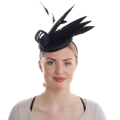 Failsworth Hats Ariel Feather Pillbox Hat - Black