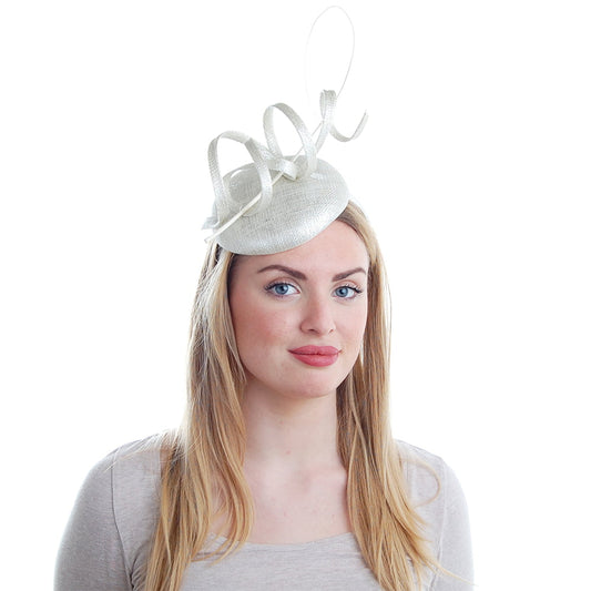 Failsworth Hats Viola Pillbox Fascinator - Ivory-Silver