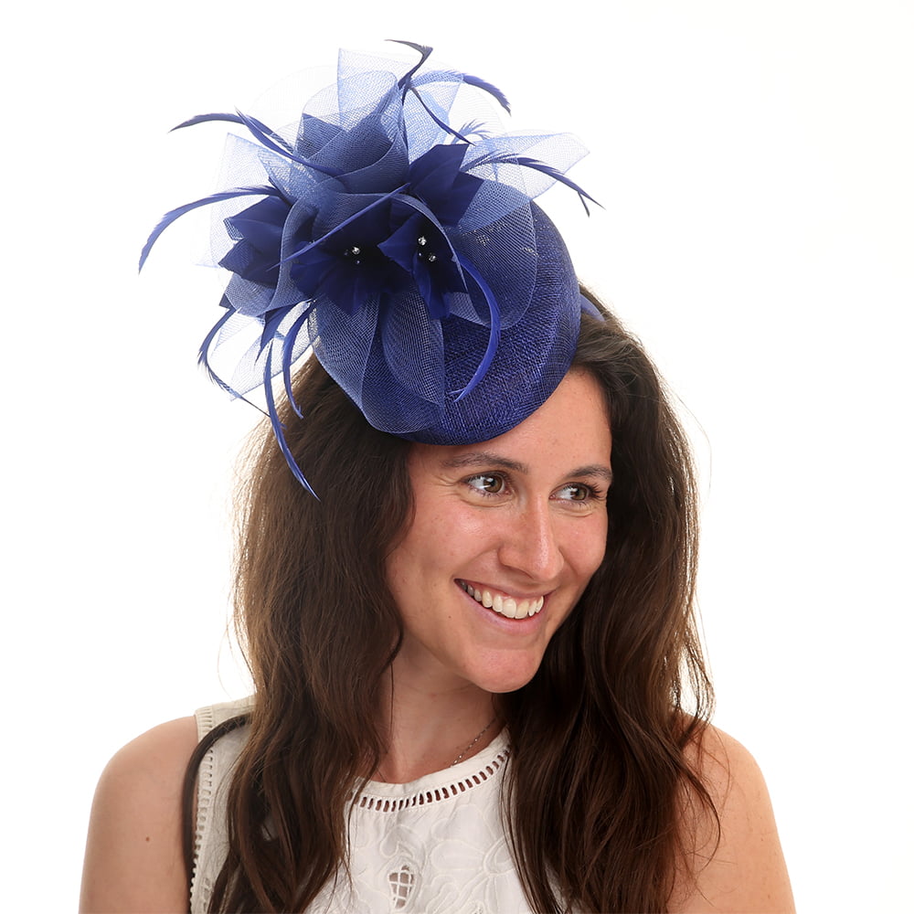 Jane Anne Designs Dahlia Pillbox Fascinator - Cobalt – Village Hats