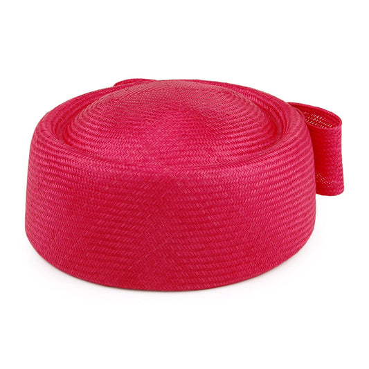 Whiteley Hats Jackie O Straw Pillbox Hat - Raspberry