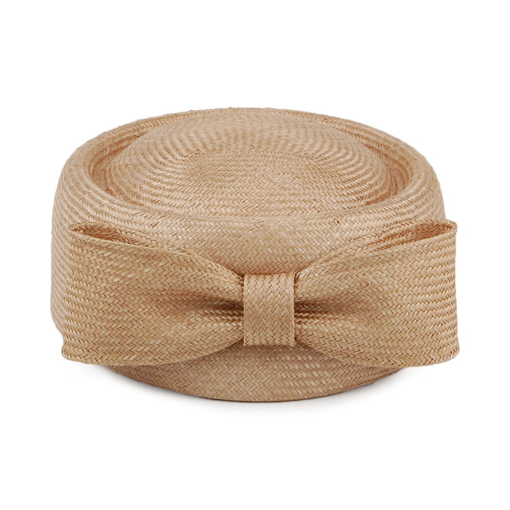 Whiteley Hats Jackie O Straw Pillbox Hat - Dark Tan