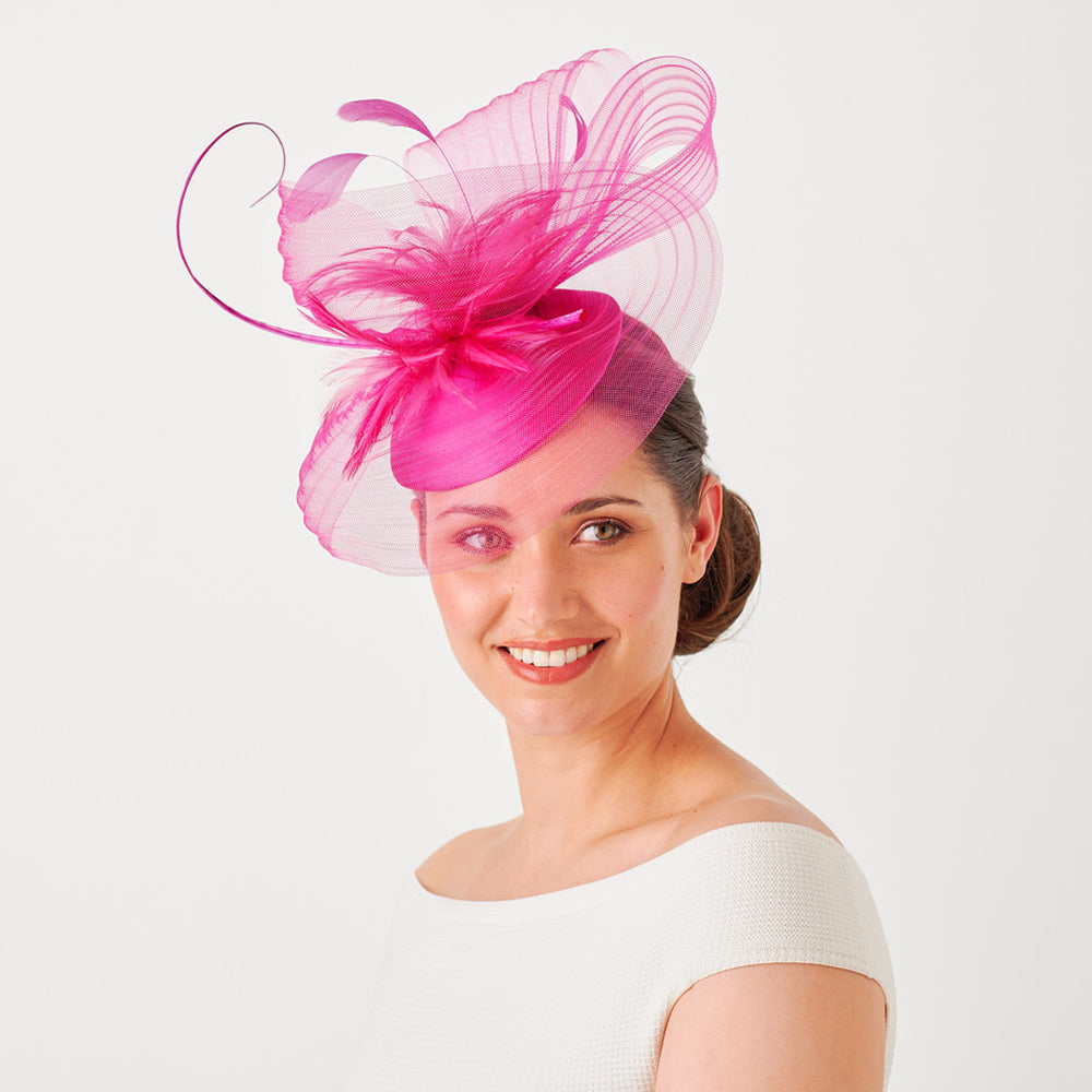 Failsworth Hats Aubrey Tulle Pillbox Fascinator - Fuchsia