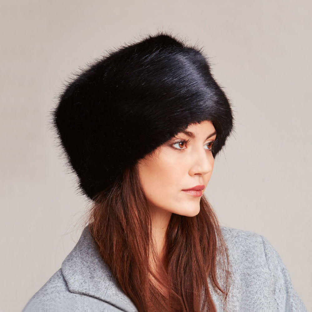 Helen Moore Womens Faux Fur Winter Pillbox Hat - Black – Village Hats