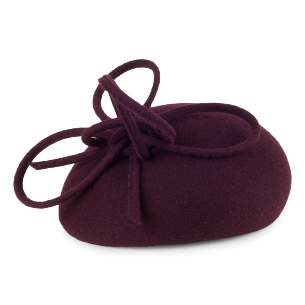 Whiteley Hats Rosey Wool Pillbox Hat with Swirl - Mulberry