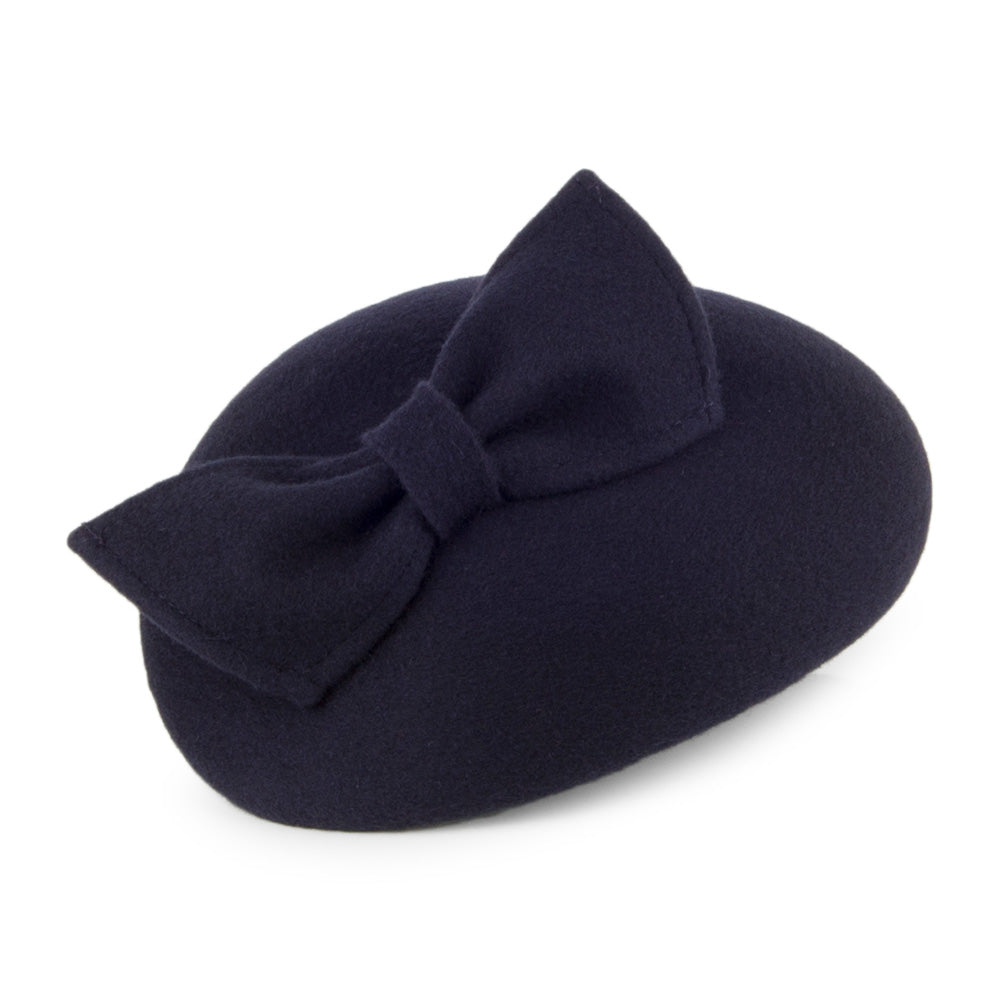 Whiteley Hats Kate Pillbox Hat with Bow - Navy Blue