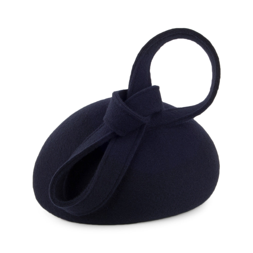 Whiteley Hats Carlita Wool Pillbox Hat with Swirl - Navy Blue