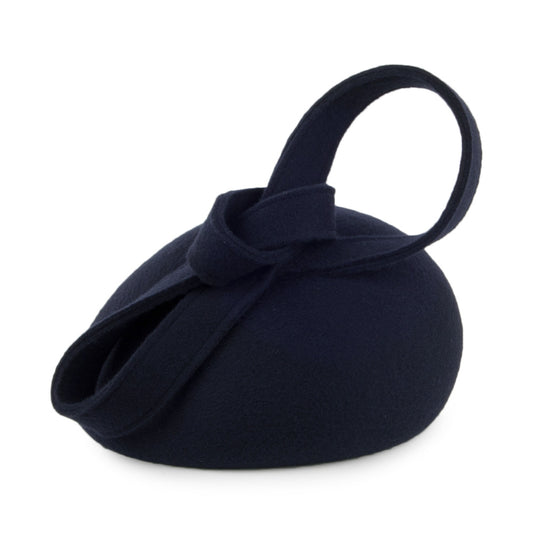 Whiteley Hats Carlita Wool Pillbox Hat with Swirl - Navy Blue