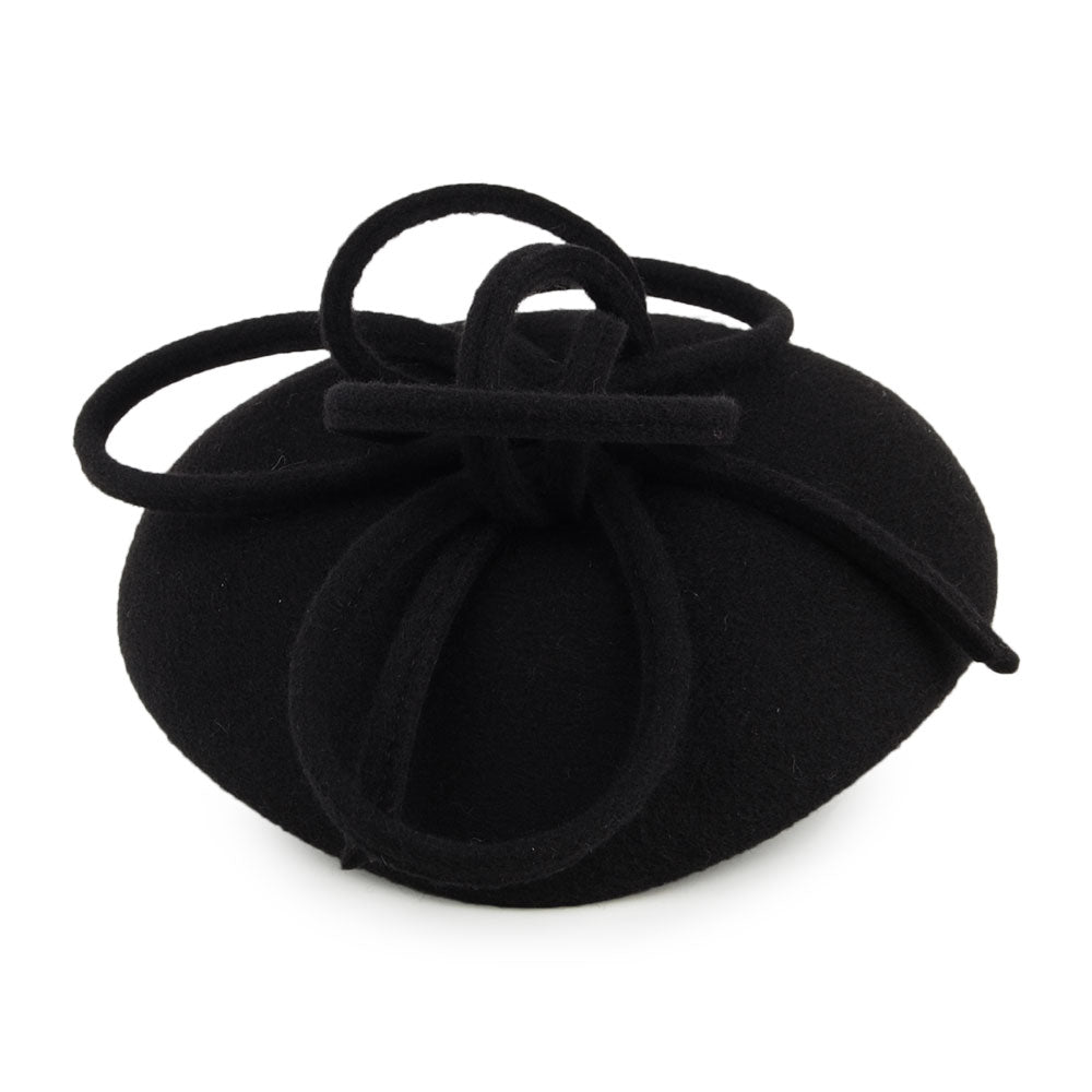 Whiteley Hats Rosey Wool Pillbox Hat with Swirl - Black