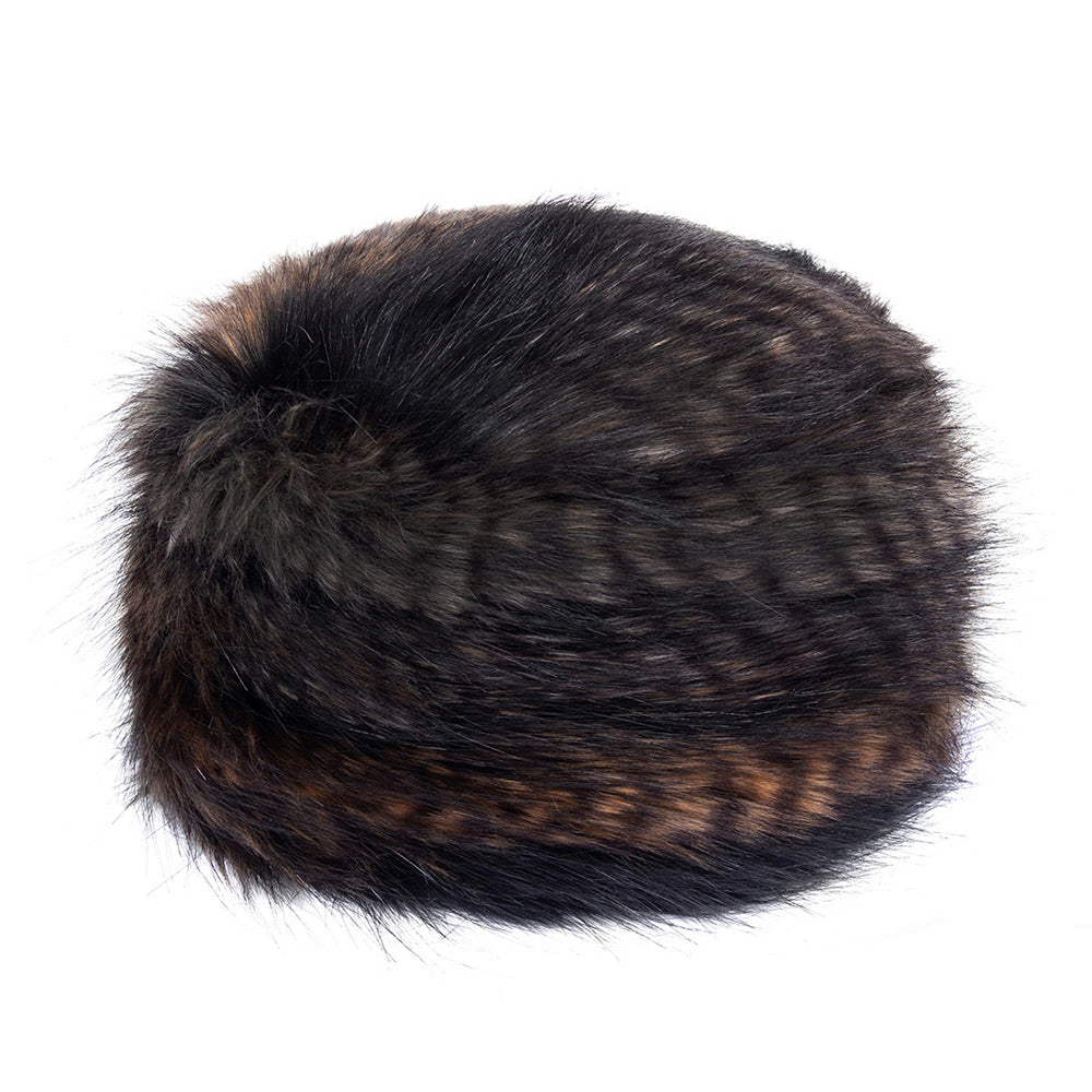 Helen Moore Womens Faux Fur Winter Pillbox Hat - Brown Quail