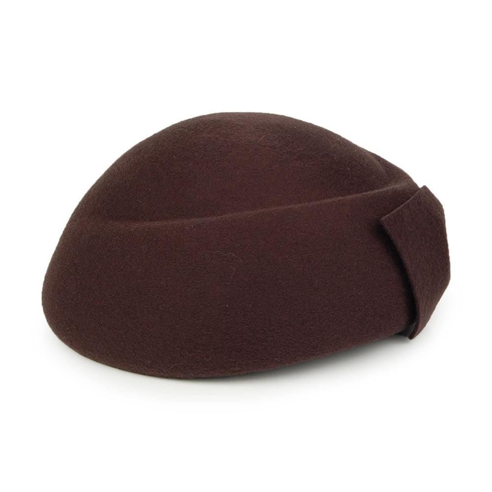 Whiteley Hats Avery Wool Pillbox Hat With Bow - Chocolate