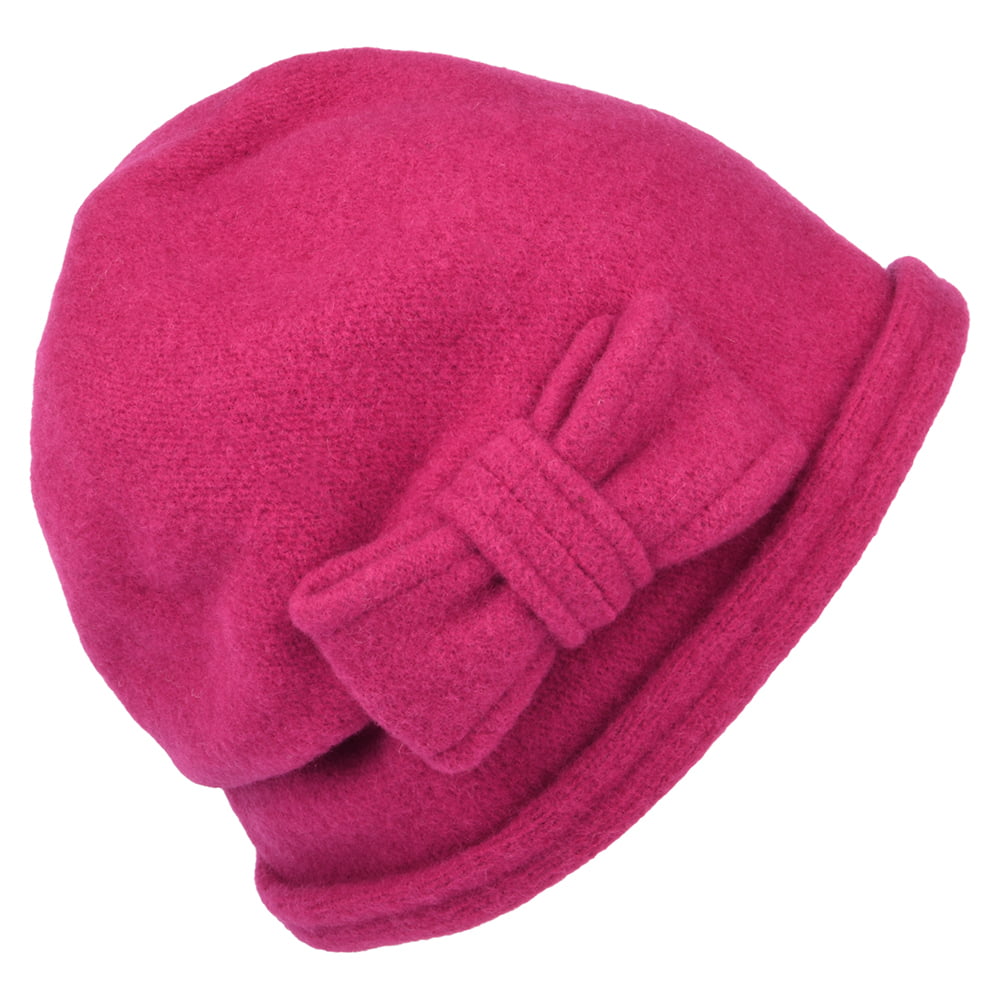 Seeberger Hats Boiled Virgin Wool Cloche With Bow - Berry