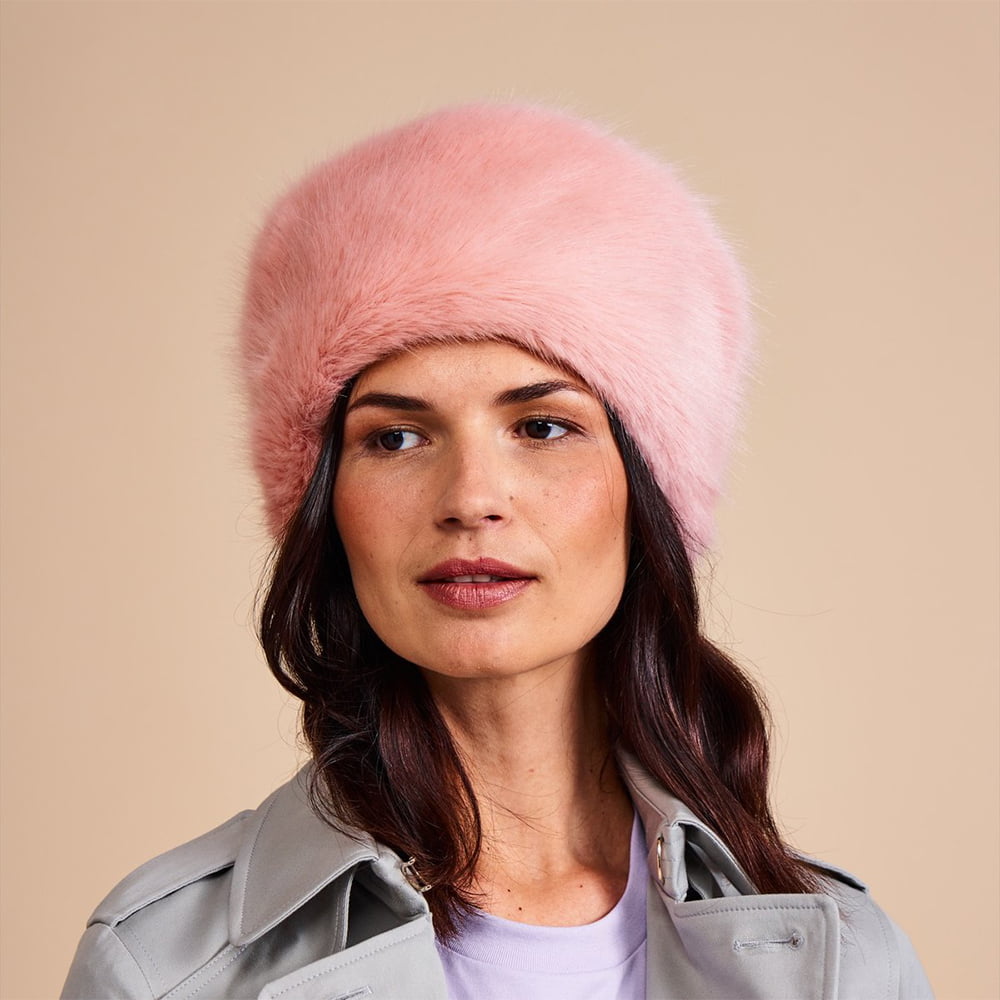 Helen Moore Womens Faux Fur Winter Pillbox Hat - Dusky Pink