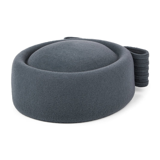 Whiteley Hats Jackie O Loop Bow Wool Pillbox Hat - Charcoal