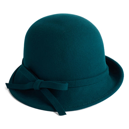 Failsworth Hats Wool Felt Cloche with Bow - Teal