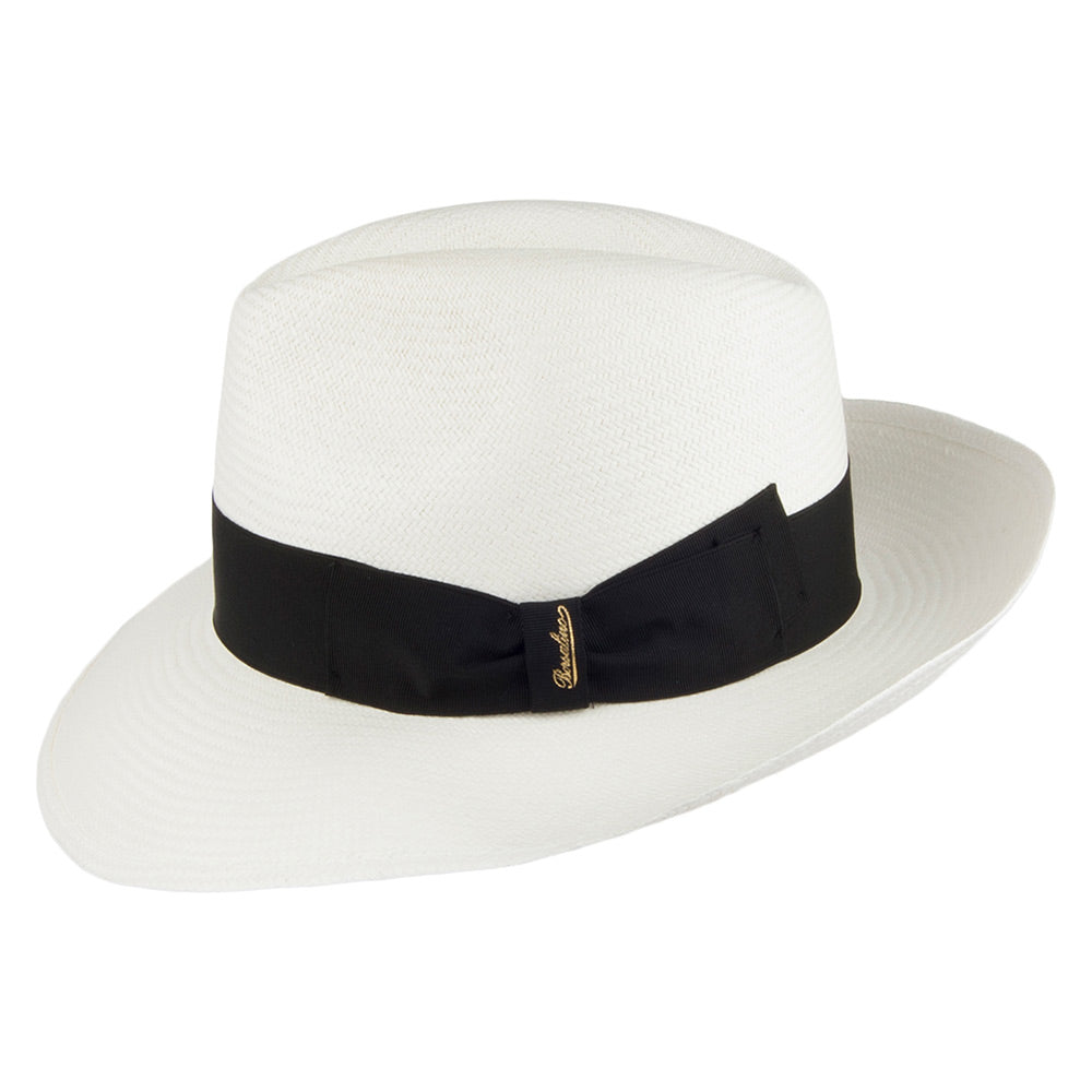 Borsalino Fine Panama Fedora Hat with Black Band - Bleach