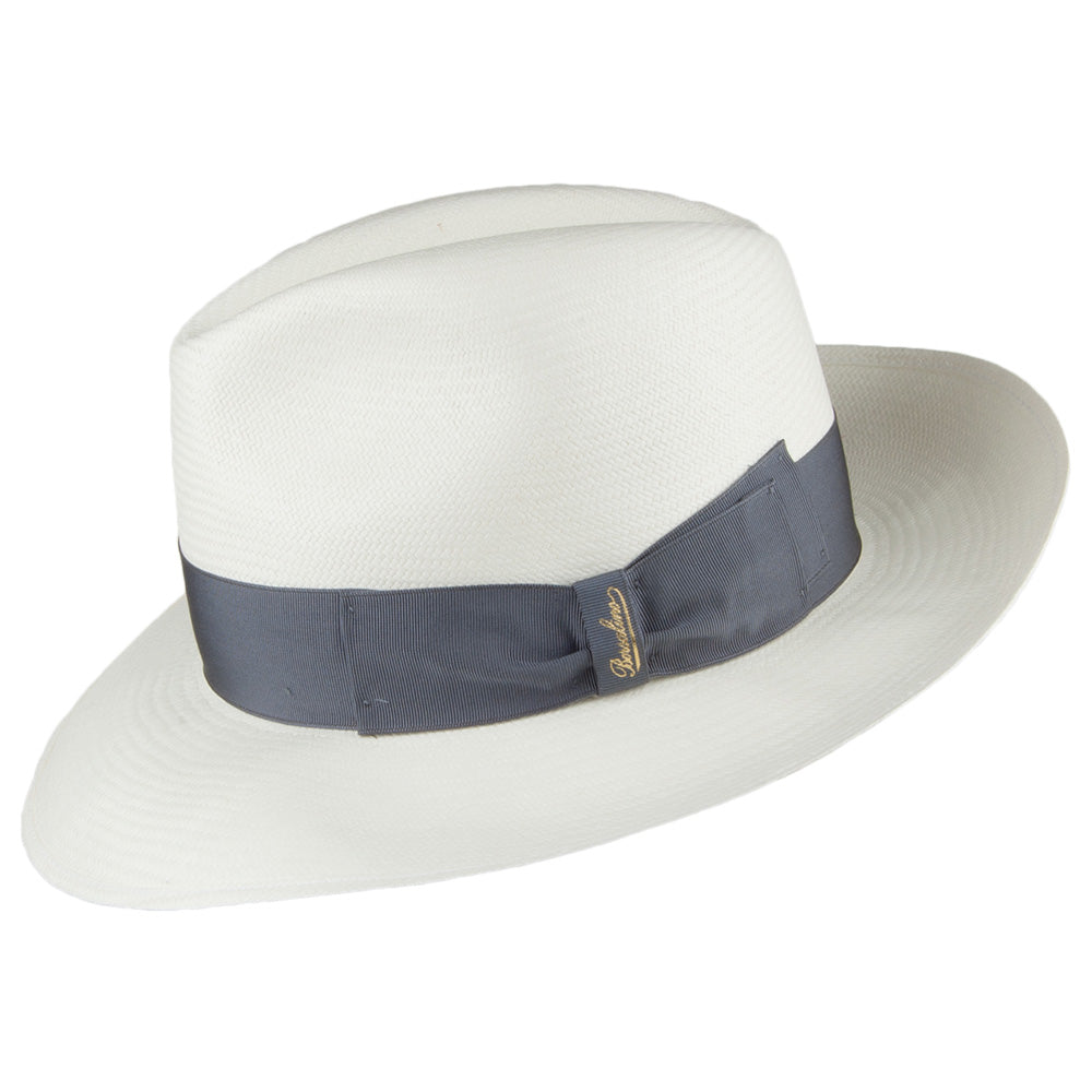 Borsalino Fine Panama Fedora With Grey Band - Bleach