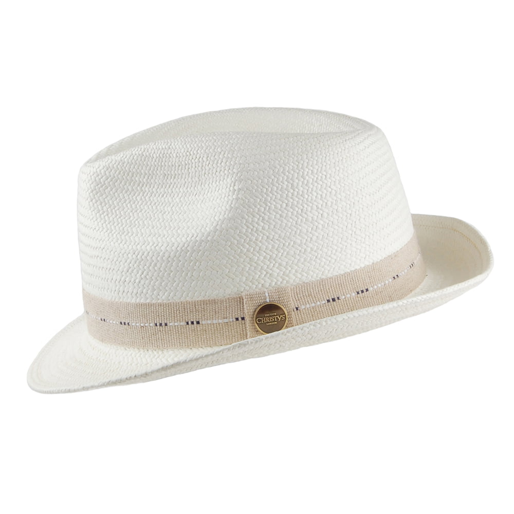 Christys Hats Cuenca Cameron Straw Panama Trilby Hat - Bleach