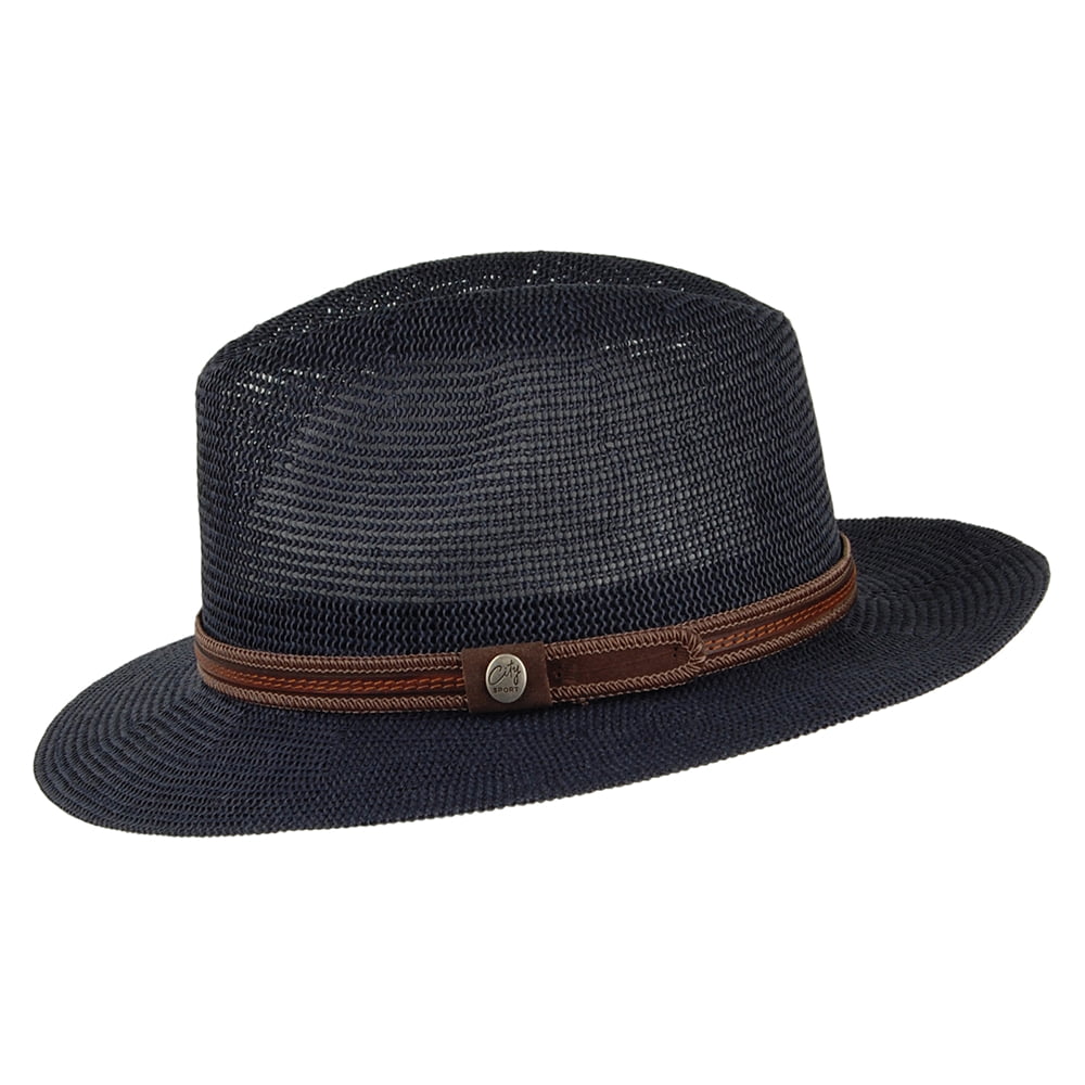 City Sport Ontario Safari Fedora Hat - Navy Blue