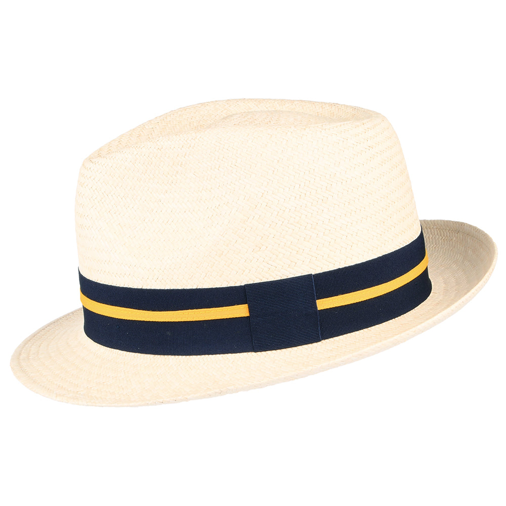 Failsworth Hats Panama Trilby Hat With Striped Band - Natural