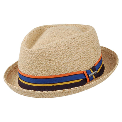 Stetson Hats Raffia Straw Diamond Crown Pork Pie Hat - Natural