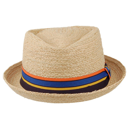 Stetson Hats Raffia Straw Diamond Crown Pork Pie Hat - Natural