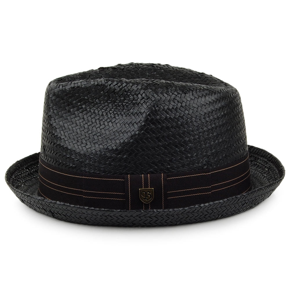 Brixton Hats Castor Straw Trilby Hat - Black-Tan