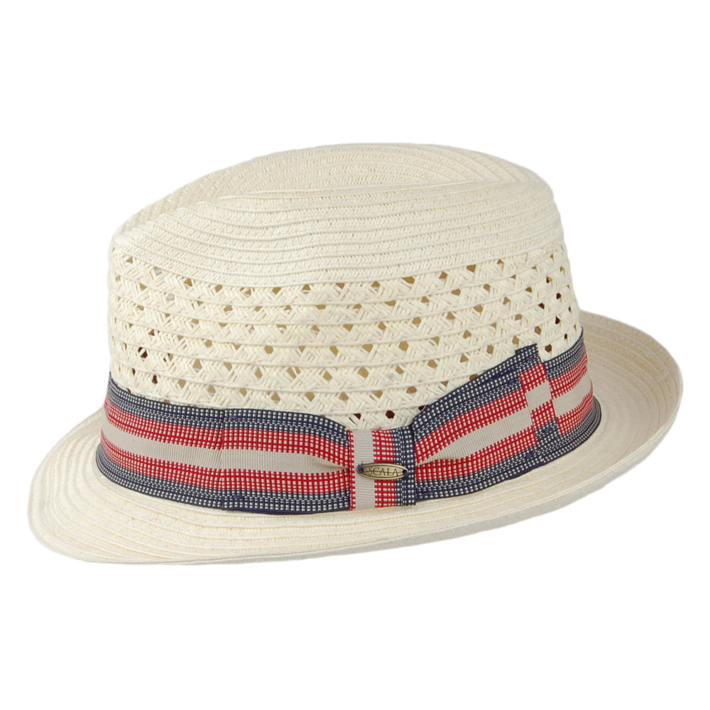 Scala Hats Baytown Vented Paper Braid Fedora Hat - Ivory