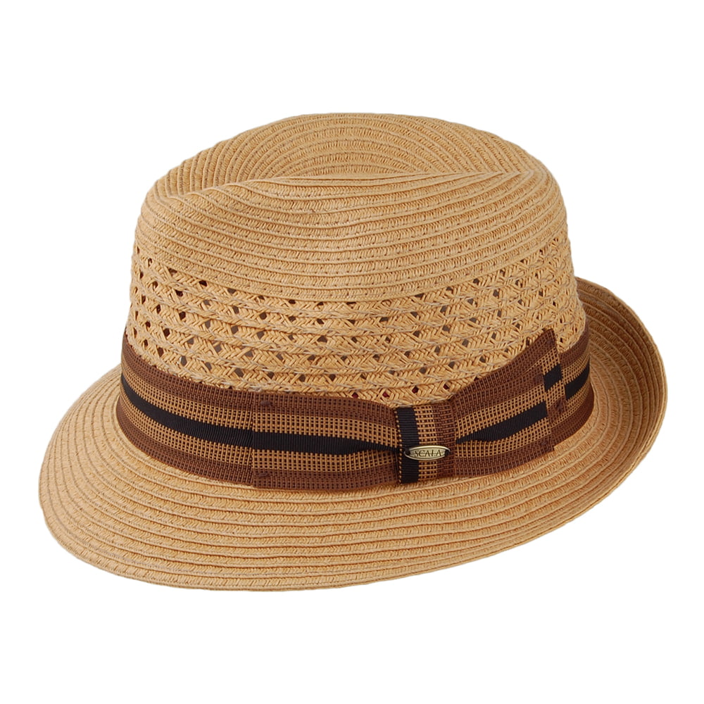 Scala Hats Baytown Vented Paper Braid Fedora Hat - Tea