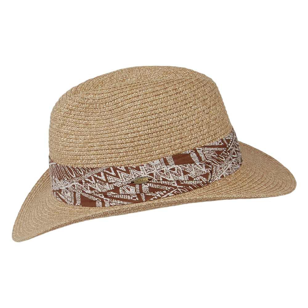 Scala Hats Toyo Straw Safari Fedora Hat - Tan