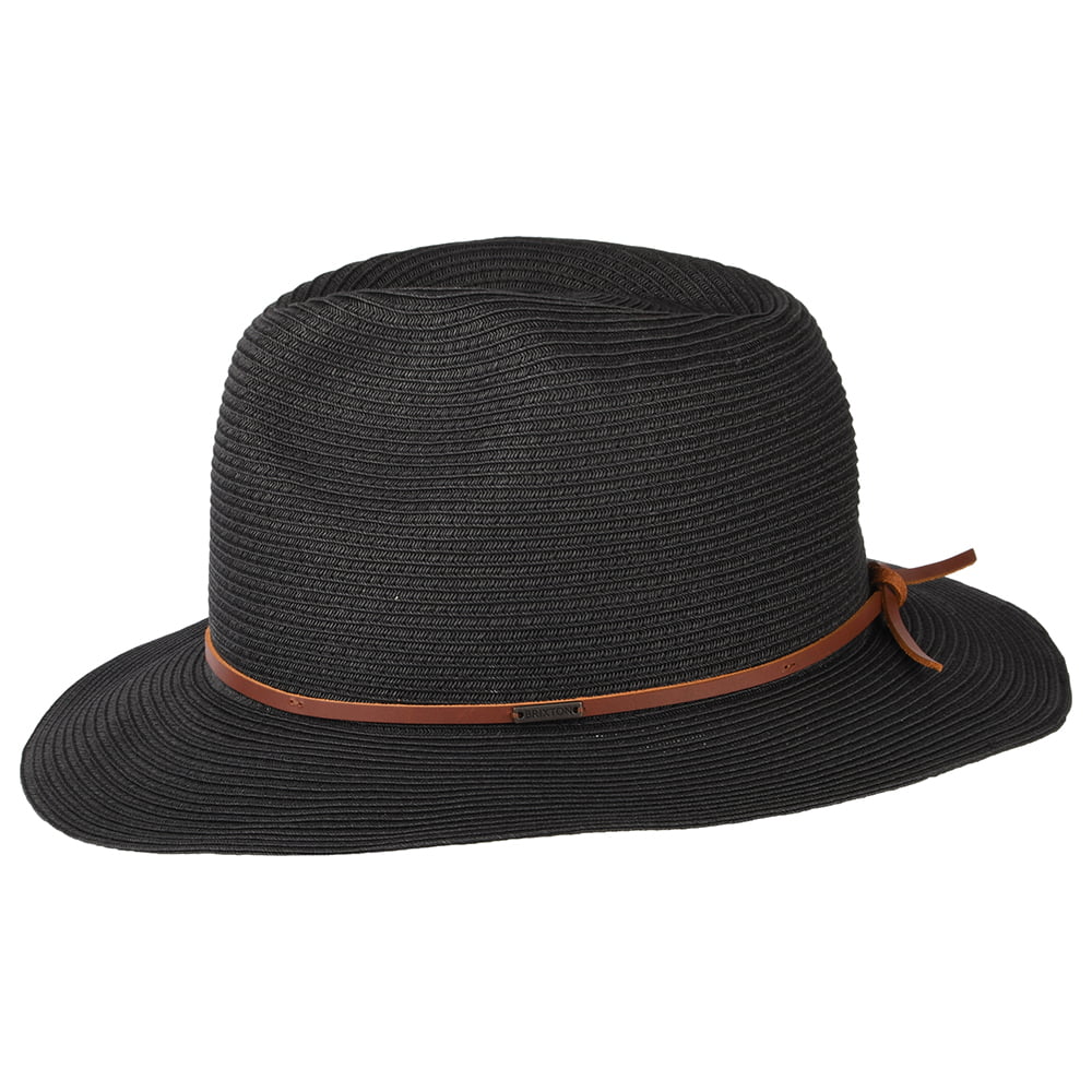 Brixton Hats Wesley Packable Straw Fedora Hat - Black