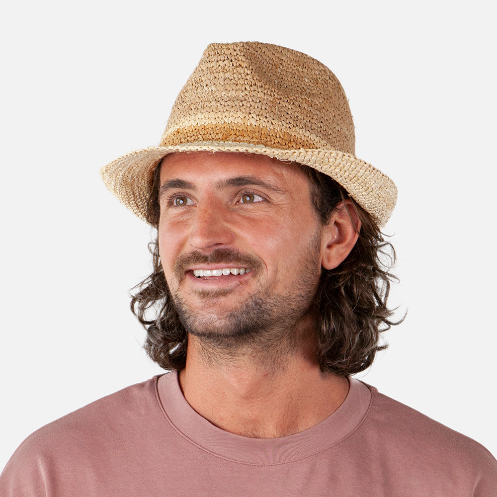 Barts Hats Brisbane Raffia Straw Trilby Hat - Wheat